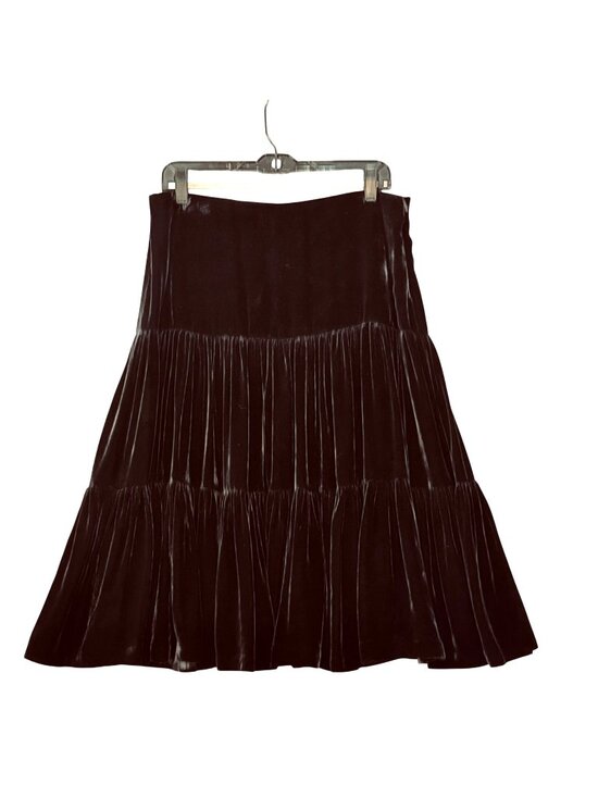 Michael Kors Dresses & Skirts - Boho Western Black Velvet Tiered Midi Skirt Size 6 by Michael Kors Side Zip
